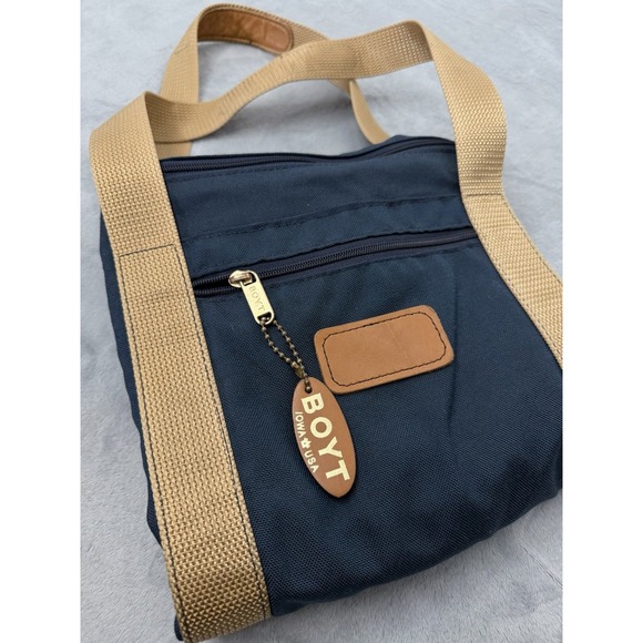 Boyt Other - Vintage Boyt Canvas Duffle Tote Bag Large Blue Leather Handle USA Made 80s 90s